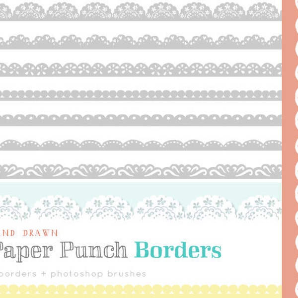 CLIP ART and Photoshop Brushes  - Paper Punch Borders - for commercial and personal use