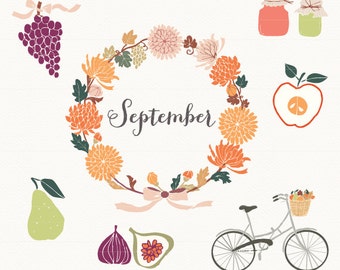 CLIP ART - September - for commercial and personal use