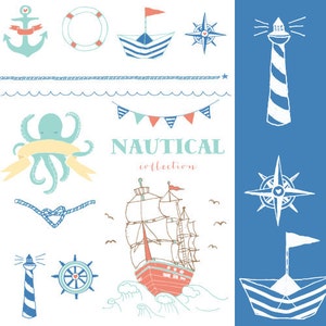 CLIP ART and Photoshop Brushes Nautical Collection for commercial and personal use image 1