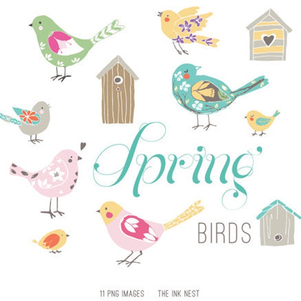 CLIP ART  - Spring Birds - for commercial and personal use