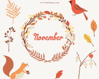 CLIP ART - November - for commercial and personal use