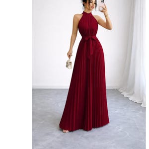 Burgundy Halter Dress - Etsy Hong Kong