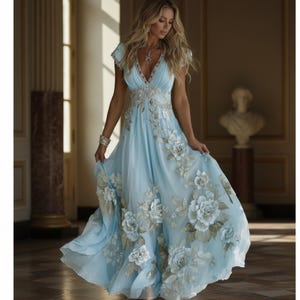 sachin and babi light blue dress Baby Shower Dresses for Guests and Moms-to-Be – Printfresh main image 1