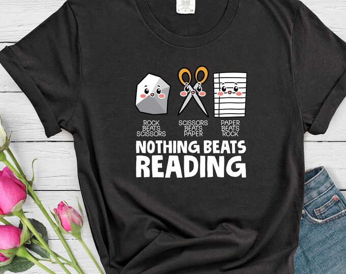 Funny Reading Team Shirt: Rock Paper Scissors Librarian Tee