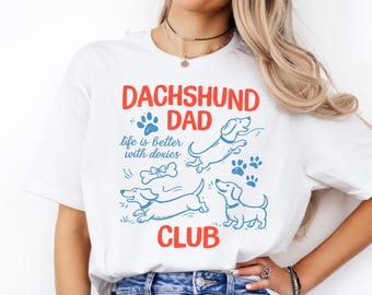 Tax pappa klubb T-shirt, rolig Doxie hundägare gåva, korv hundälskare skjorta grafisk tee för stolta taxfäder