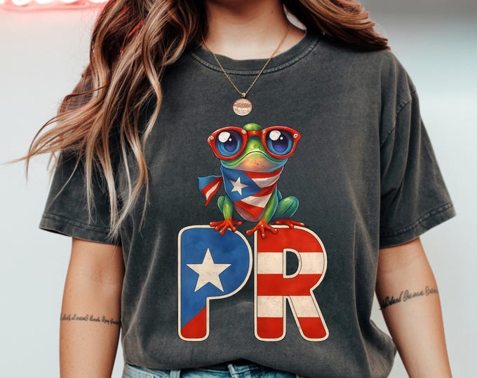 Funny Coqui Frog Puerto Rico Flag Shirt