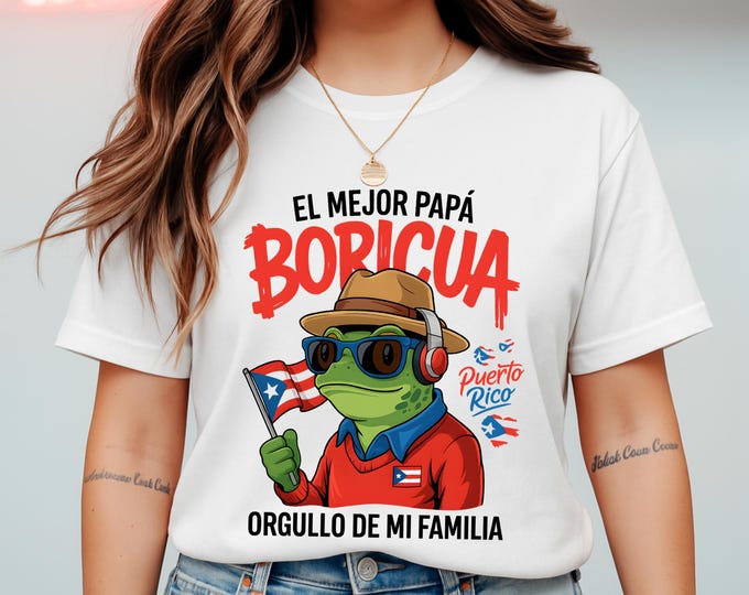 El Mejor Papá Boricua Rico Coqui Frog Shirt
