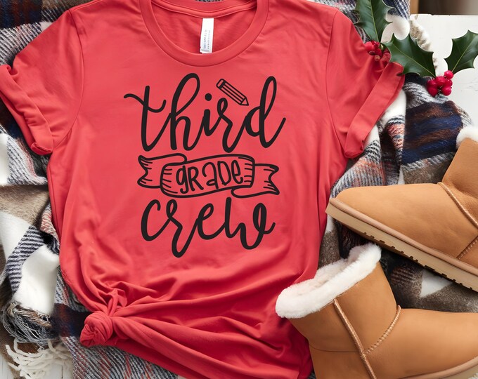 Comfort Colors Third Grade Teacher T-Shirt: Toile de Jouy Design