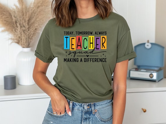 Teacher Appreciation T-Shirt: Colorful Teacher Squad Graphic Tee