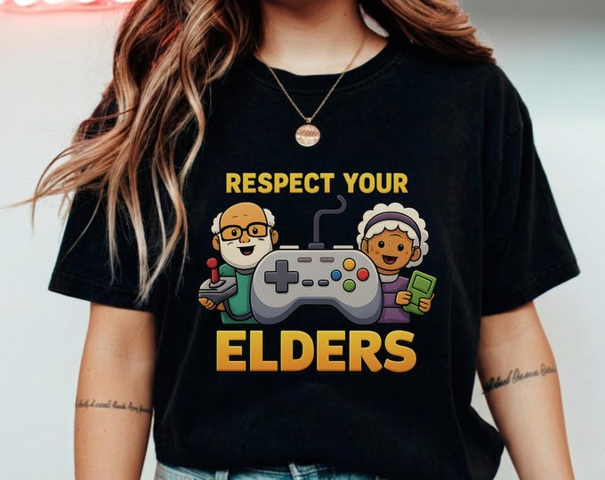 Respect Your Elders Retro Gaming Funny Gamer Controller T-Shirt