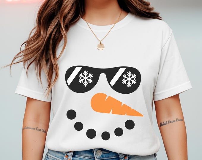 Snowman Face Christmas Shirt Cool Winter Snowman Tee