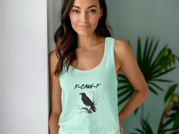 Raven Graphic Racerback Tank Top: Gothic Boho Summer Shirt