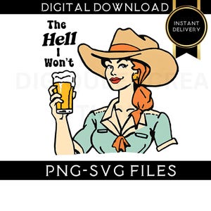 Cowgirl rétro SVG-chemise de cow-girl drôle conception-l'enfer que je ne ferai pas png-rétro Western Designs