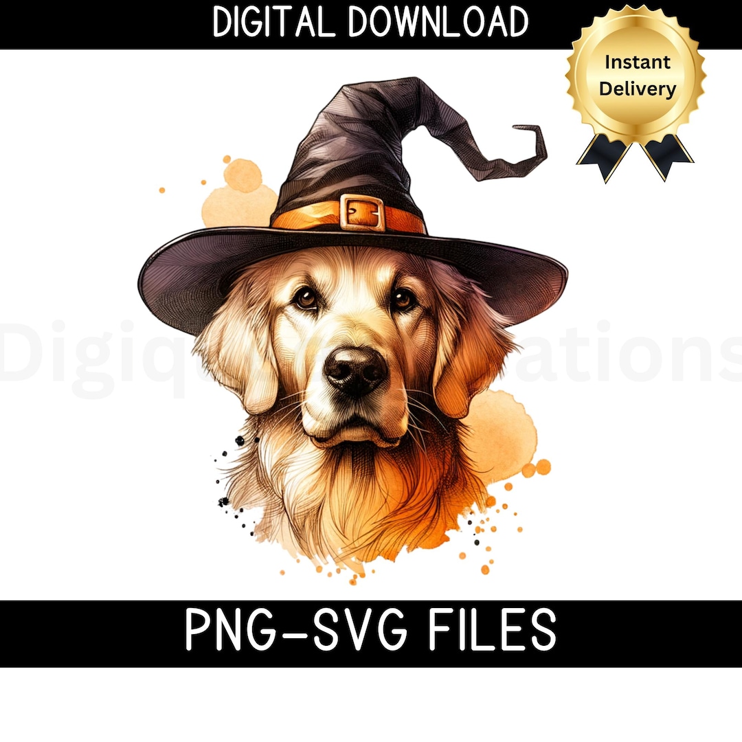 Golden Retriever Witch Halloween PNG SVG: Dog Lover Gift - Etsy