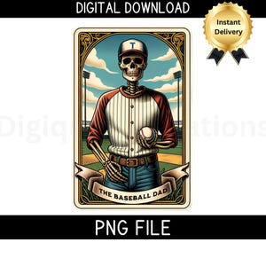 Tarot Card PNG-Baseball Dad Tarot Card Sublimation-Baseball Dad Shirt Design-Skeleton Tarot Cards