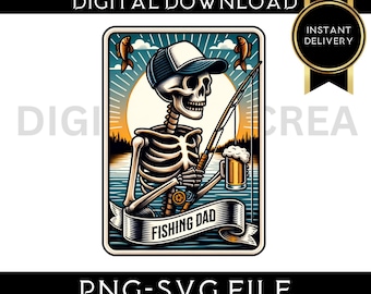 Tarot Card PNG-Fishing Tarot Card Sublimation-Fishing Dad Design-Skeleton Tarot Cards