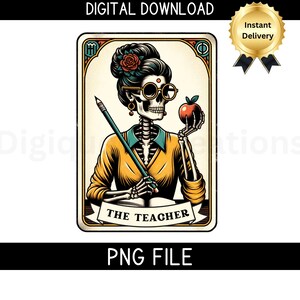 Tarotkaart PNG-De leraar Tarotkaart sublimatie-leraar shirt ontwerp-skelet tarotkaarten