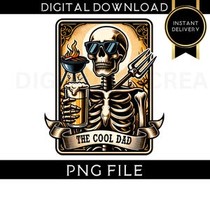 Tarot Card PNG-Cool Tio Tarot Card Sublimation-BBQ Dad Design-Skeleton Tarot Cards