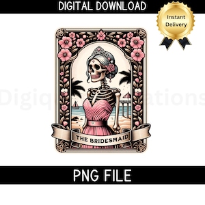 Tarotkaart bruidsmeisje PNG-de bruidsmeisje tarotkaart sublimatie-vrijgezellin ontwerp-skelet tarotkaarten