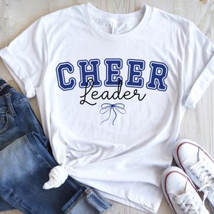 Blue Cheerleader Bow SVG: Coquette Cheer T-Shirt Design (Digital Download)