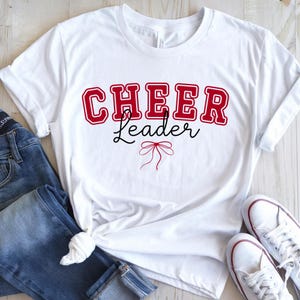 Cheerleader Bow SVG: Red Coquette Cheerleading T-Shirt Design (Digital Download