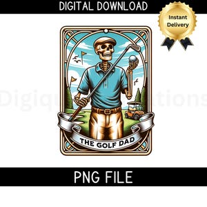 Tarotkaart PNG-Golf Dad Tarot Card Sublimatie-The Golf Dad Shirt Design-Skelet Tarot Cards