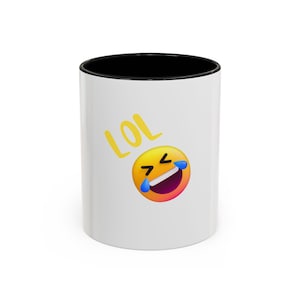 Funny Emoji Coffee Mug - LOL Laugh Out Loud, Gift for Friends, Office Decor, Birthday Gift, Fun Novelty Mugs