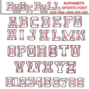 Baseball Alphabet Font SVG, Team Font, Varsity Letters, Digital Download.