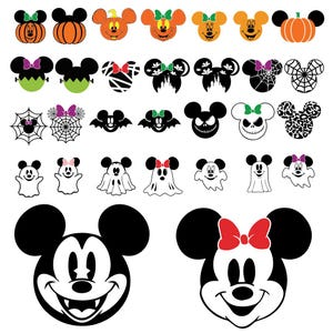 Mickey and Minnie Halloween SVG for kids and cartoon themes. Mickey Halloween SVG, Cartoon Halloween SVG