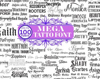 Premium Tattoo Font Bundle: Professional Fonts for Procreate, Cricut, Calligraphy (SVG, TTF)