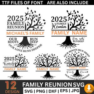 Árbol de reunión familiar 2025 SVG PNG: diseños de árboles genealógicos para camisetas y Cricut - "Nuestras raíces son profundas" SVG familiar.