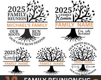 Family Reunion Tree 2025 SVG PNG: Family Tree Designs for Shirts & Cricut - &quot;Our Roots Run Deep&quot; Family SVG.