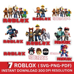 Ensemble Roblox SVG : fichiers de jeu prêts pour la Cricut, ensemble PNG Garçon SVG, SVG d'anniversaire, police de caractères, personnage clipart png