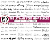 Ultimate Font Bundle :150 TTF & SVG Fonts for Cricut, Canva, Procreate  Crafting - Digital Download