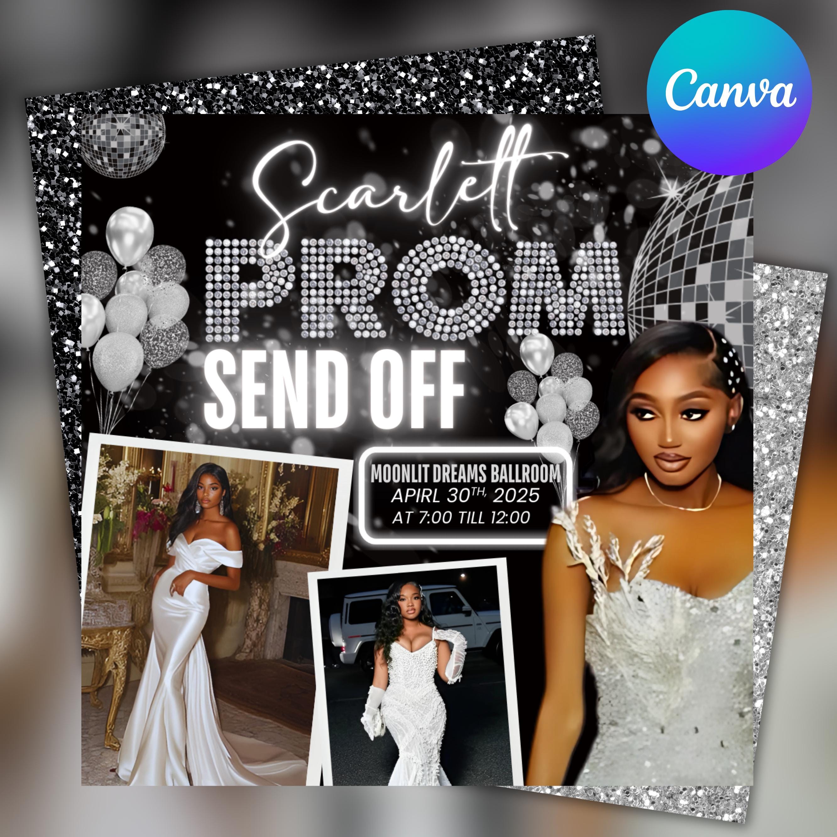 Prom Send Off Flyer: DIY Prom Party Invitation (Canva Editable)