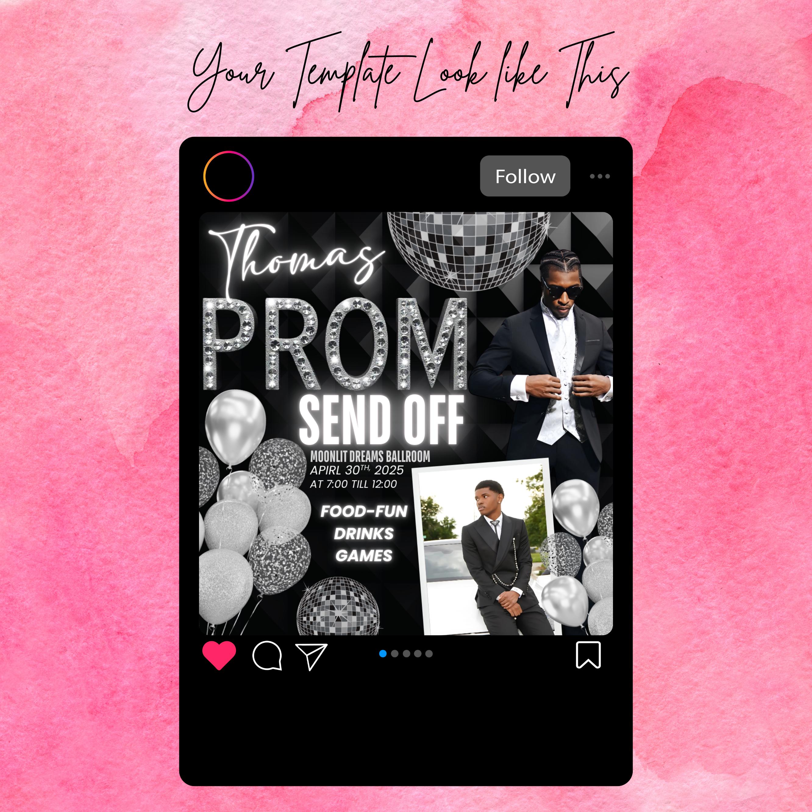 Sent Off Design Prom Send off Flyer: Editable Canva Template (digital Download) - Etsy
