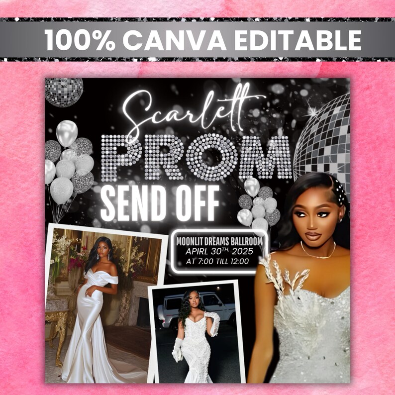 Prom Send Off Flyer, DIY Prom Queen Flyer, Prom Send Off Event, Prom Invitation Flyer, Prom Flyer, Prom Party Invite, Prom, Canva Editable
