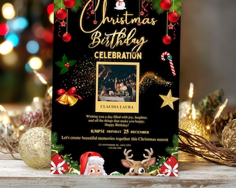 Christmas Birthday Celebration Flyer, Salon Booking Template (Canva Editable)