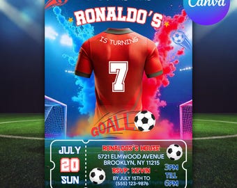 Soccer Birthday Invitation: Editable Jersey Template (Digital Download, Canva Edit)