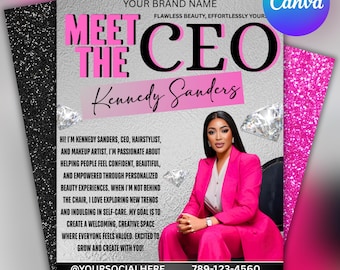 Meet the CEO Flyer Template, Editable Beauty Flyer (Canva Editable)