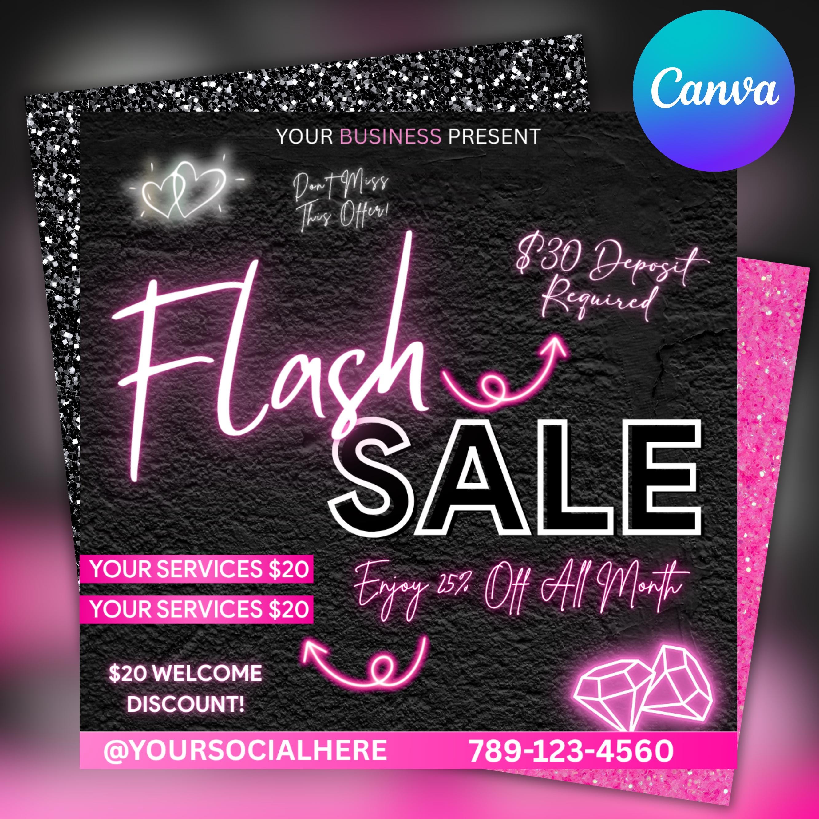 Flyer, Sale Flyer, FLASH SALE, Hair Nail Bundles Flyer, Stylist, Fashion,