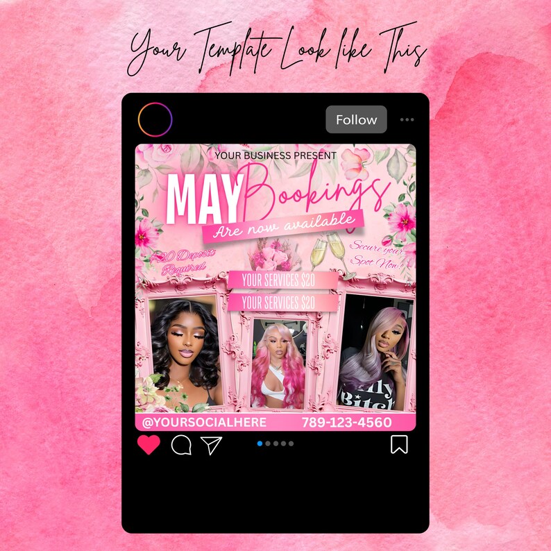 May Booking Flyer, Mothers Day Booking Flyer, May Hair, May Books Open, May Appointment Flyer, May Book Now, May Lashes Nail Braid Wig Flyer