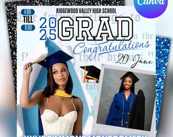 Graduation Party Flyer: Class of 2025 Announcement (Canva Editable)