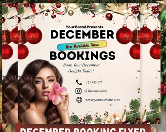 Christmas Salon Booking Flyer: Lash, Hair, Makeup (Canva Editable)