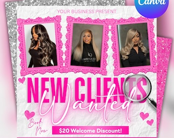 New Client Welcome Flyer: Hair, Lashes, Nails - Canva Template (Digital Download)