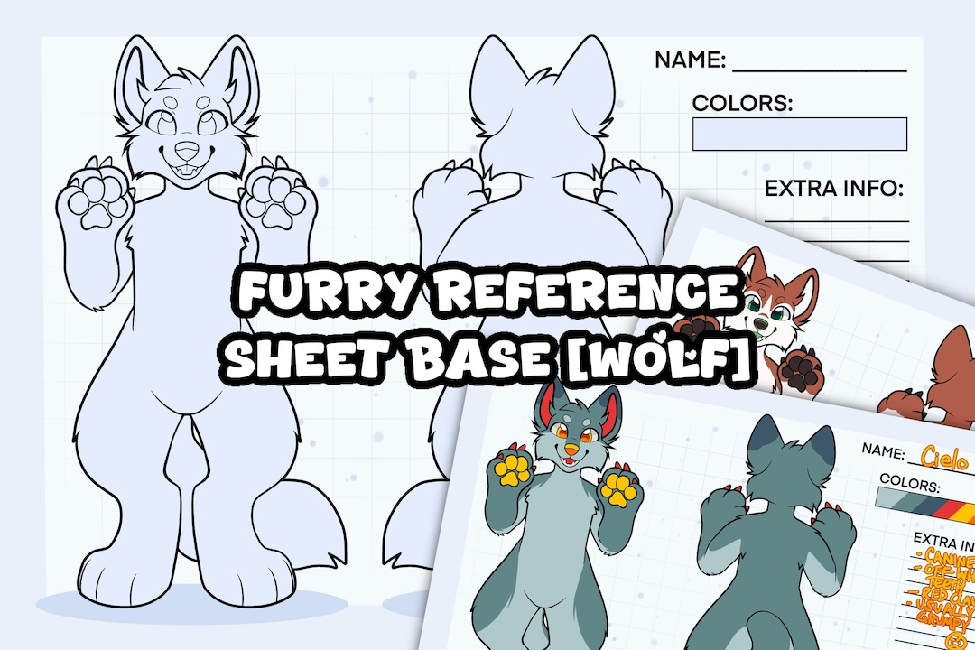 Furry Reference Sheet Base [wolf] - Etsy