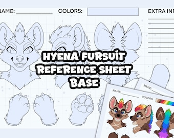 Hyena Fursuit Reference Sheet Base | DIY Yeen Furry Coloring Page