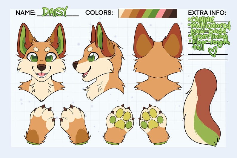 Wolf Fursuit Reference Sheet Base | DIY Furry Coloring Page - Etsy