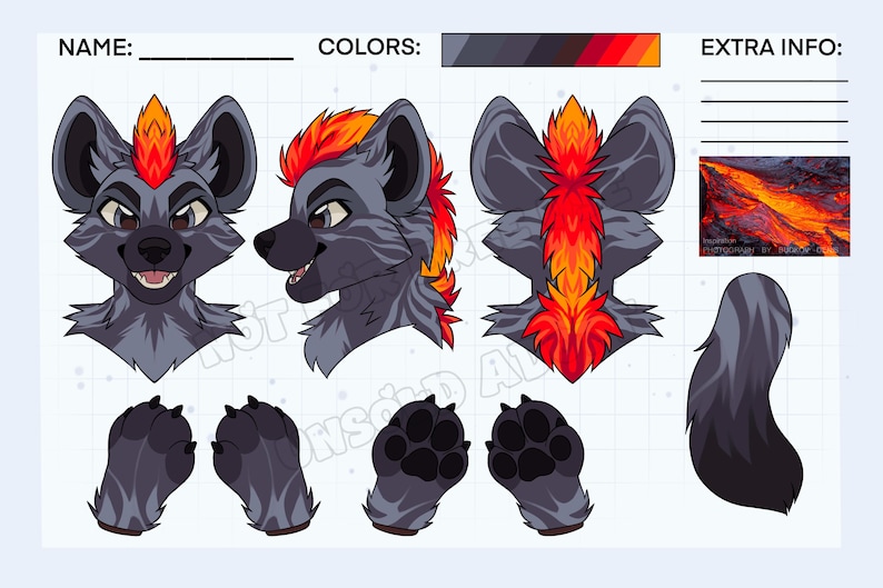 Hyena Fursuit Reference Sheet Base | DIY Yeen Furry Coloring Page - Etsy