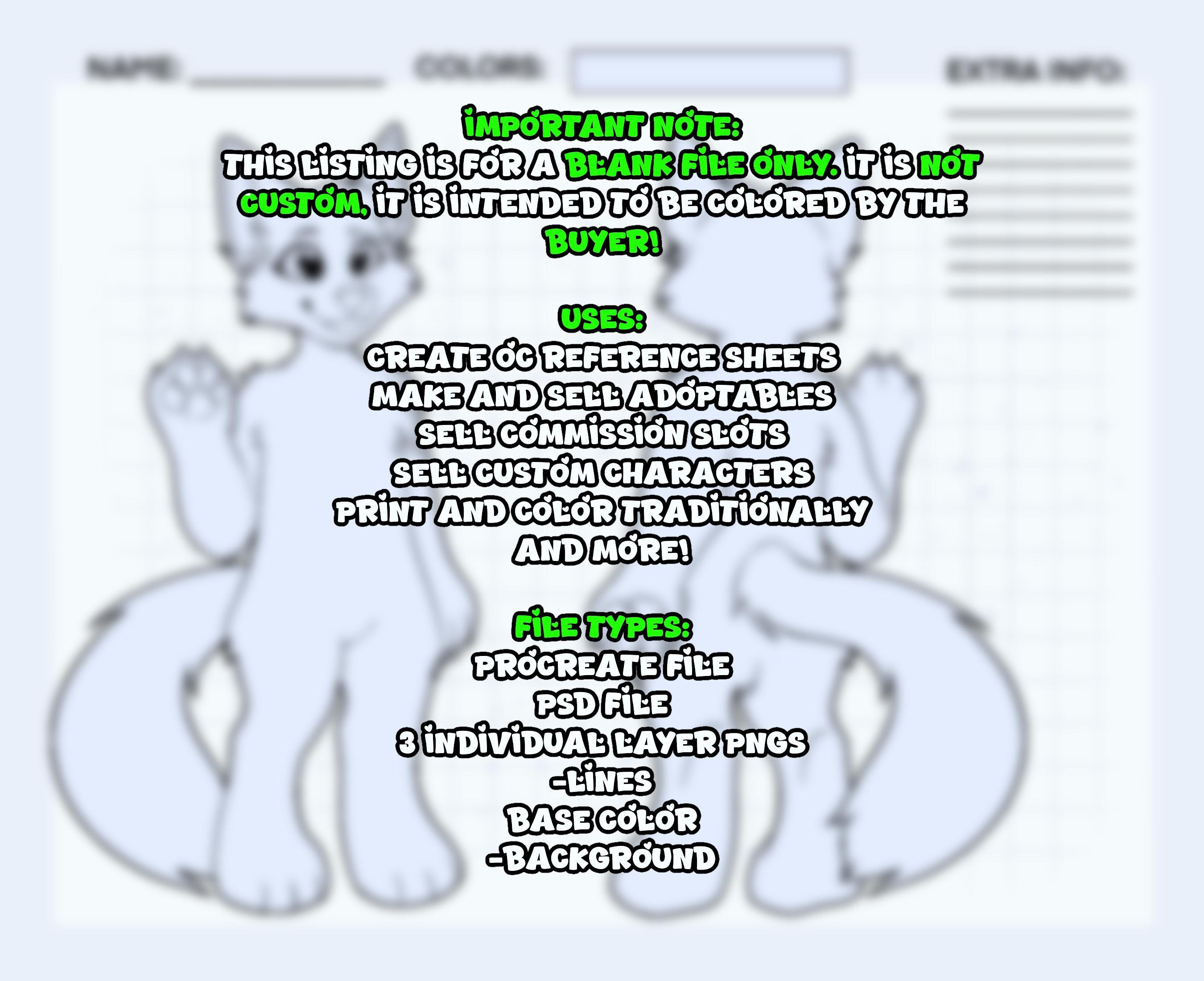 Chibi Wolf Reference Sheet Base | DIY Furry Coloring Page - Etsy